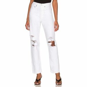 AGOLDE 90s Mid Rise Loose Fit Distressed Jeans Size 25 NWT Color White Out